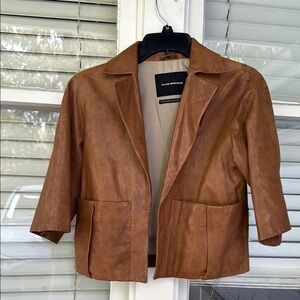 Club Monaco Leather Crop Blazer